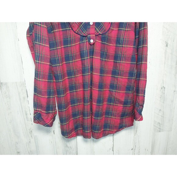 Country Store Women Large Red Plaid Flannel Collared Shirt - Picture 2 of 6